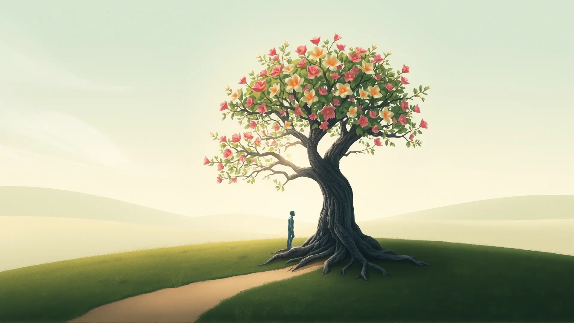 Un árbol florece con serenidad y esperanza