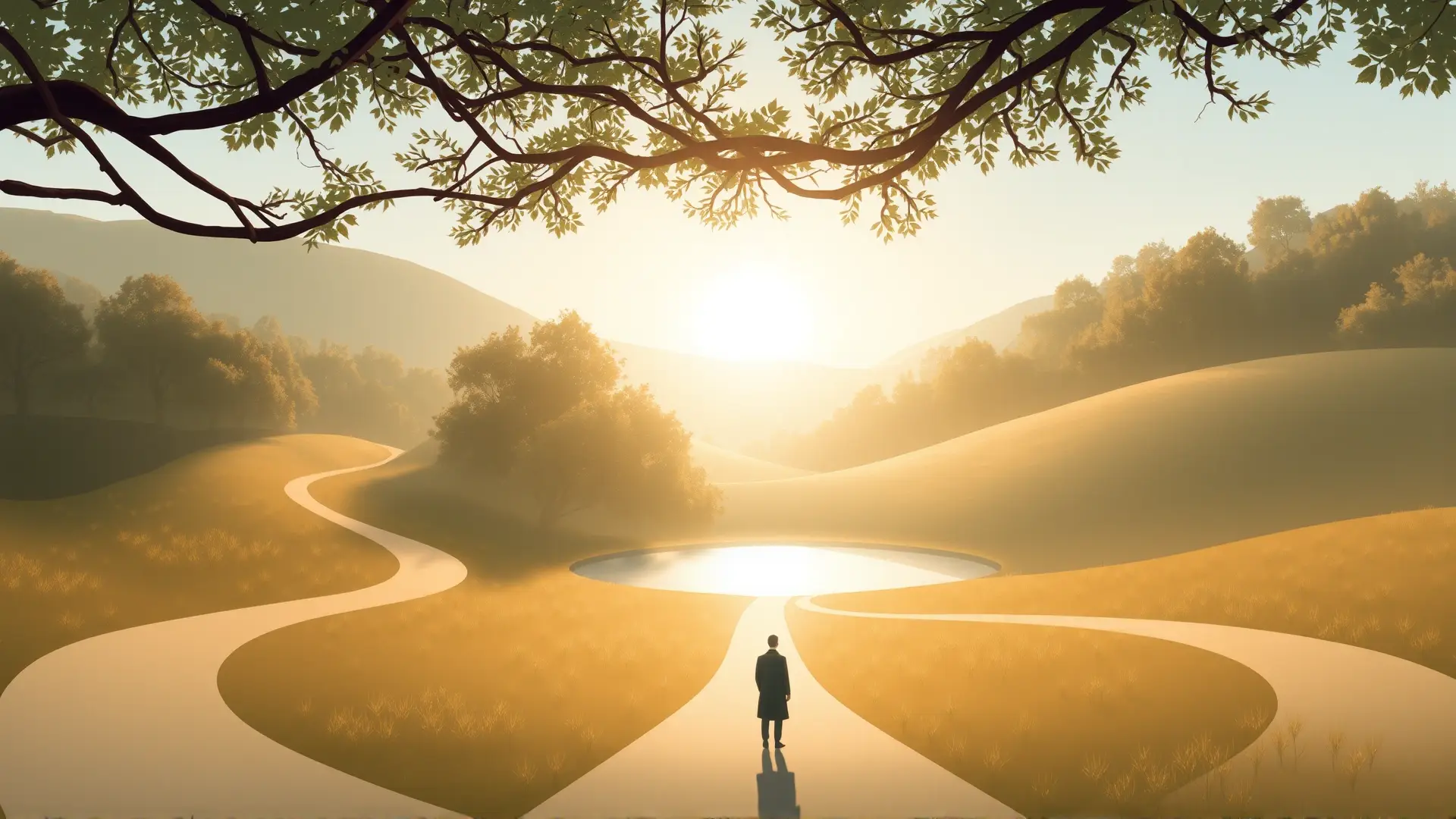 Paz y reflexión en un paisaje sereno