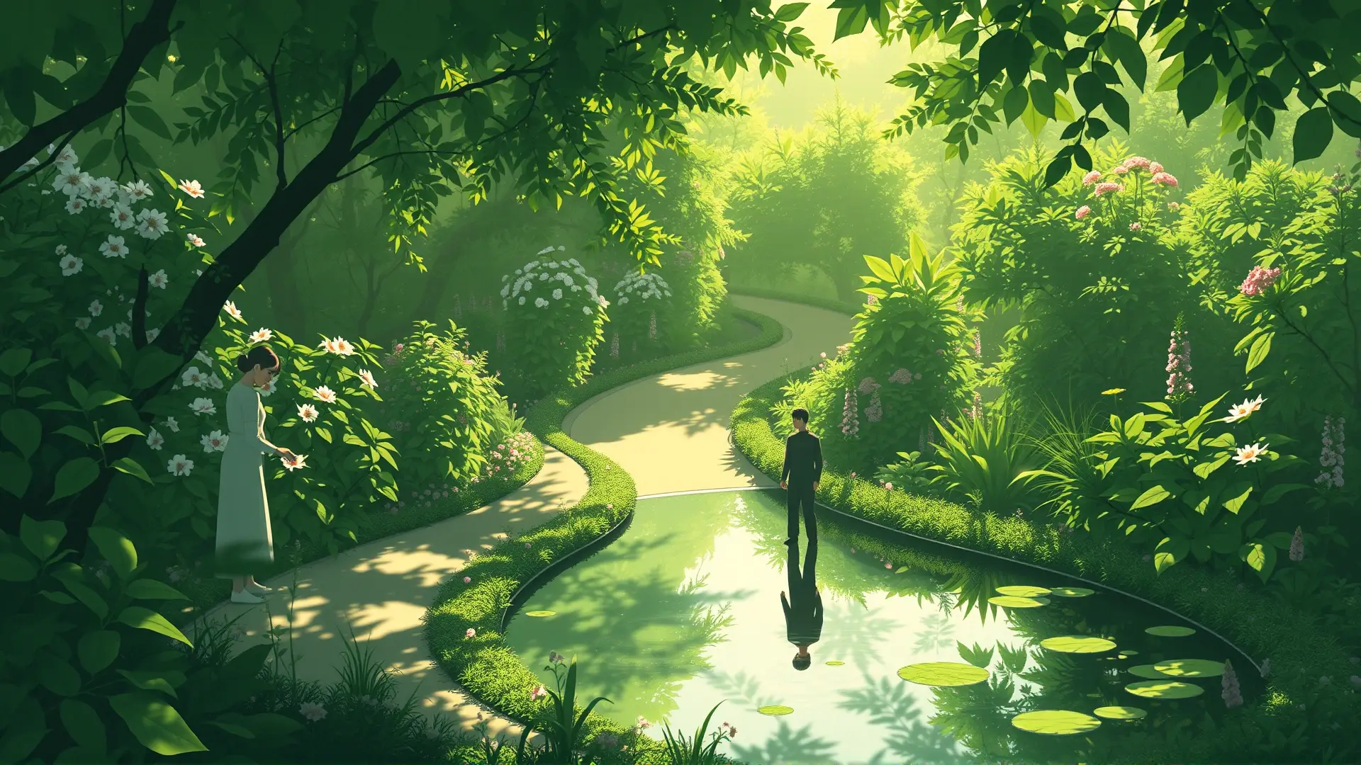 Un jardín sereno irradia paz y crecimiento
